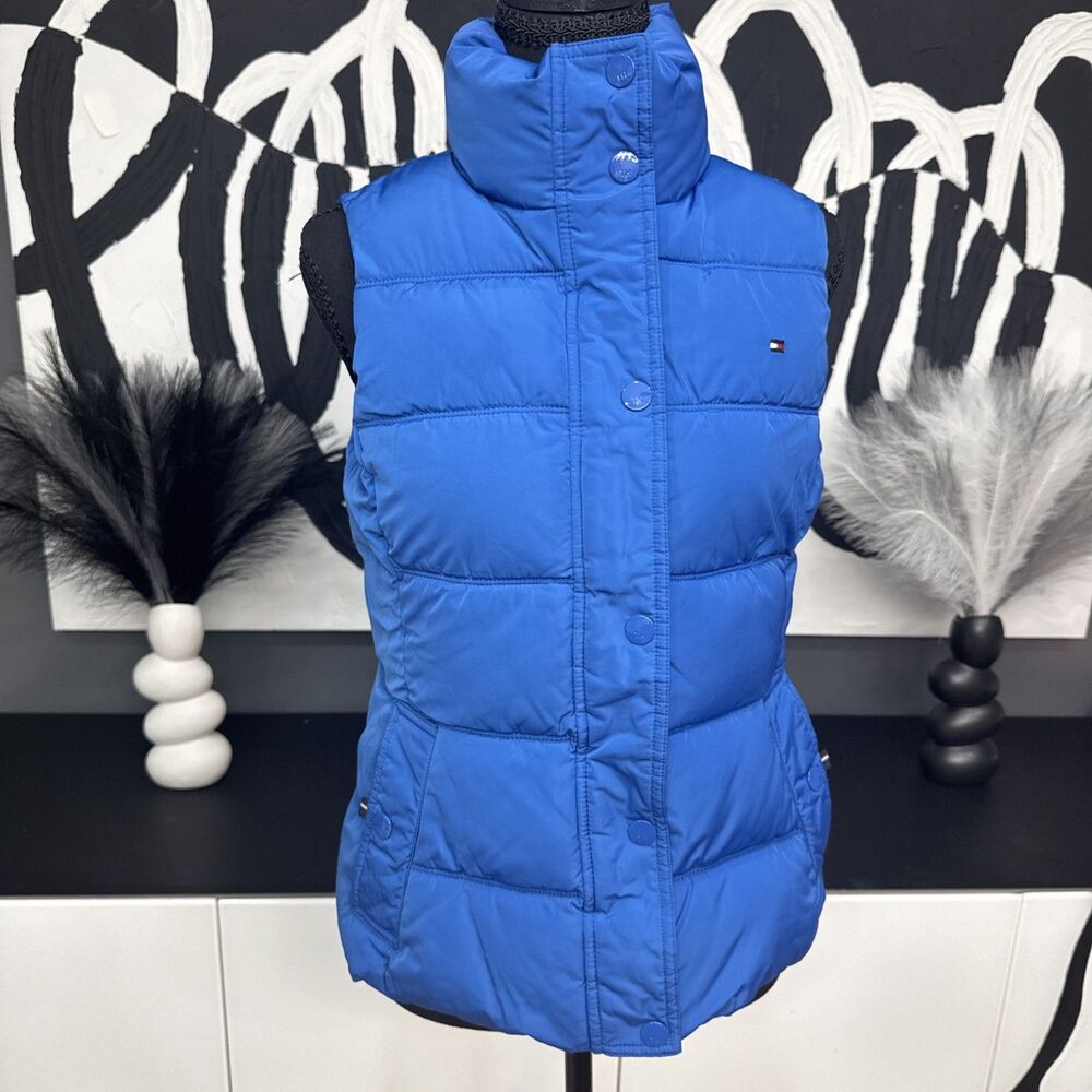 Tommy Hilfiger Puffer Vest Womens XS Blue Quilted Full Zip Lightweight EUC